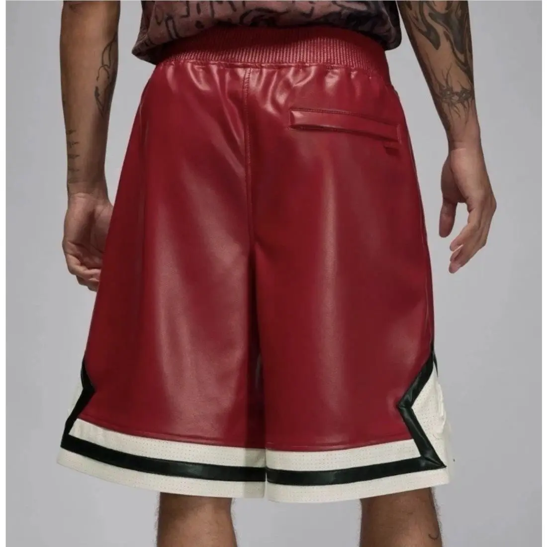 Nike clothing - Air Jordan Faux Leather Diamond Shorts - HV0077-659 - Wings Jordan Red 3