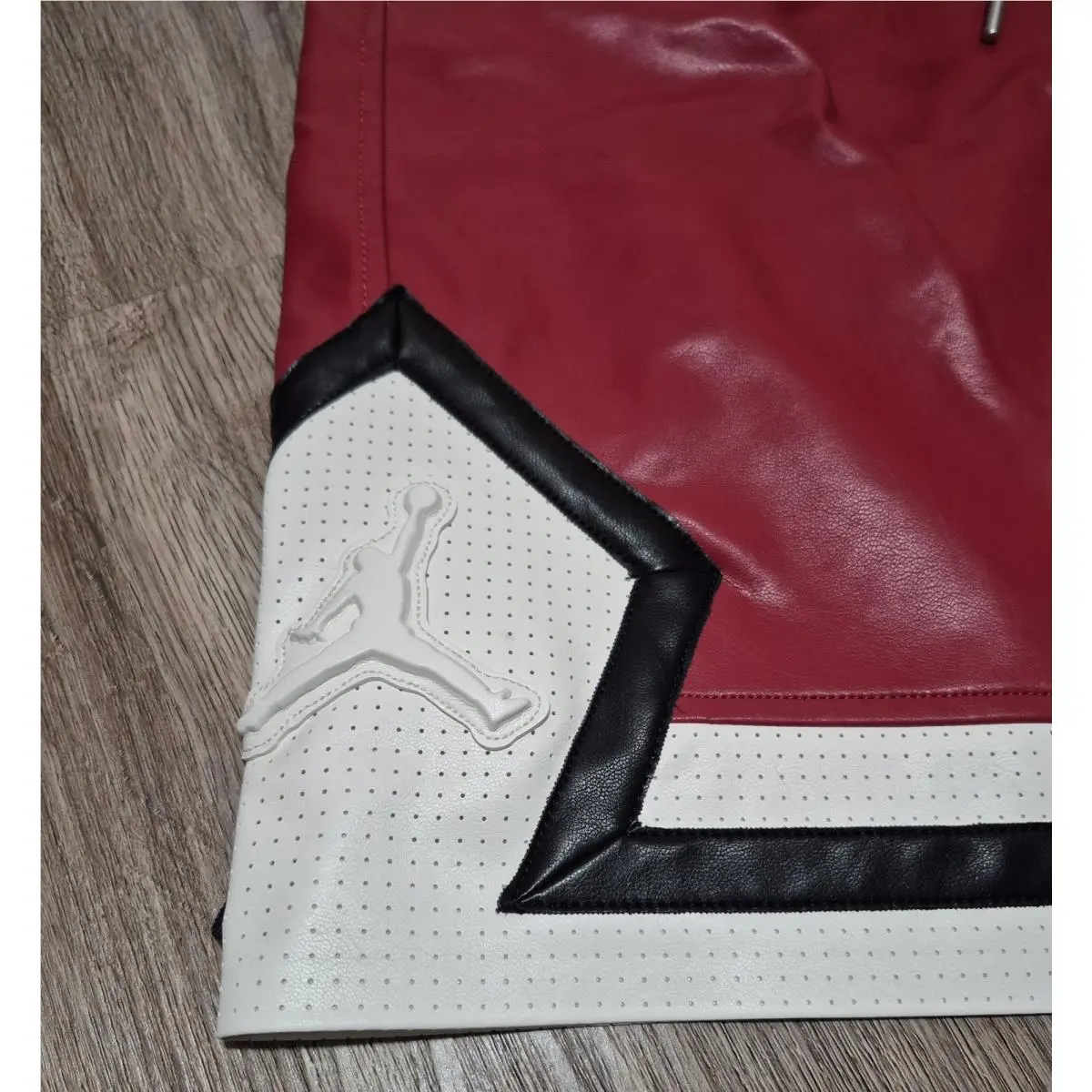 Nike clothing - Air Jordan Faux Leather Diamond Shorts - HV0077-659 - Wings Jordan Red 6
