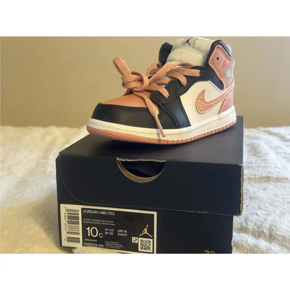 Nike shoes - Nike Air Jordan 1 Mid - LT Madder Root/Black-White (UPC: 195869237664) 1