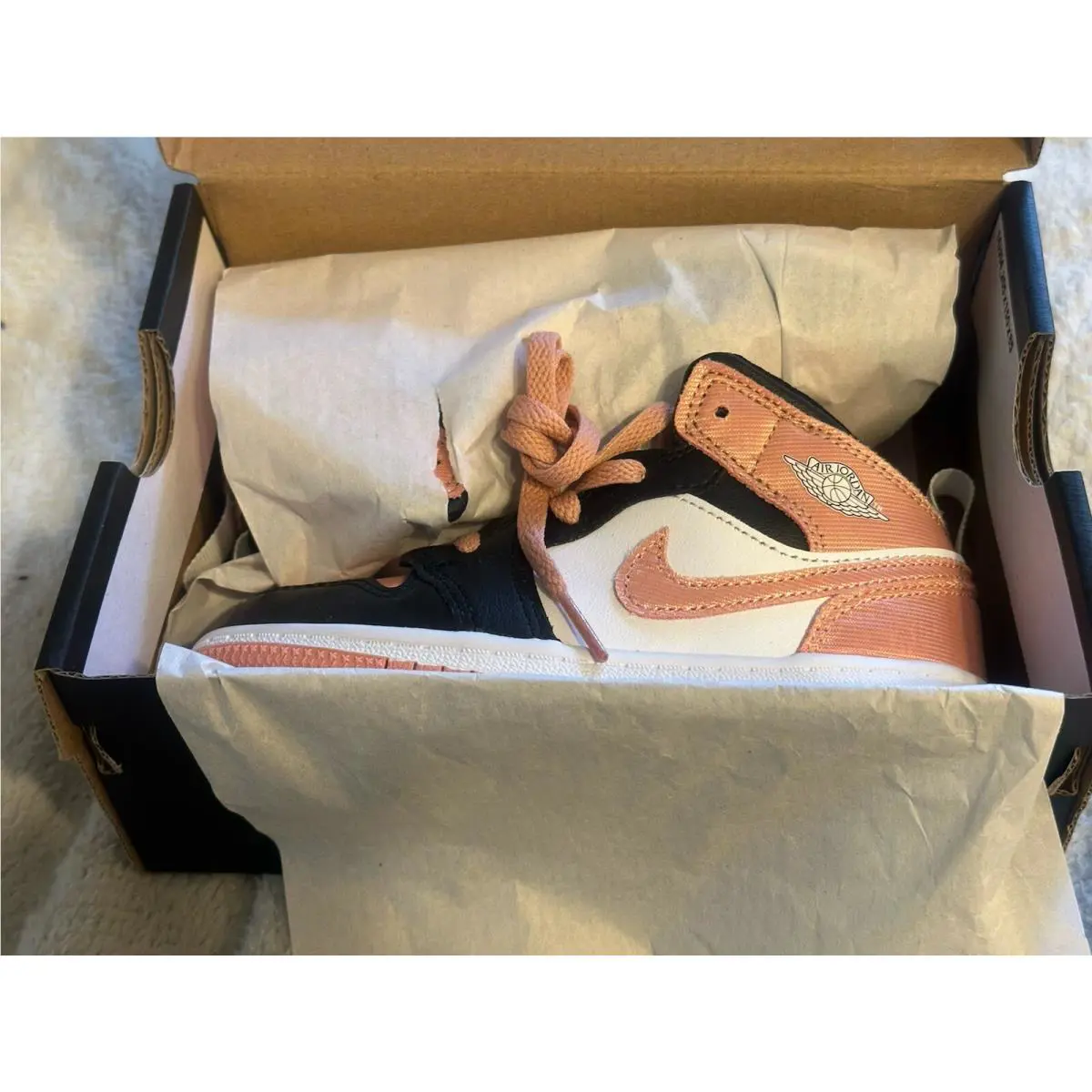Nike shoes - Nike Air Jordan 1 Mid - LT Madder Root/Black-White (UPC: 195869237664) 4