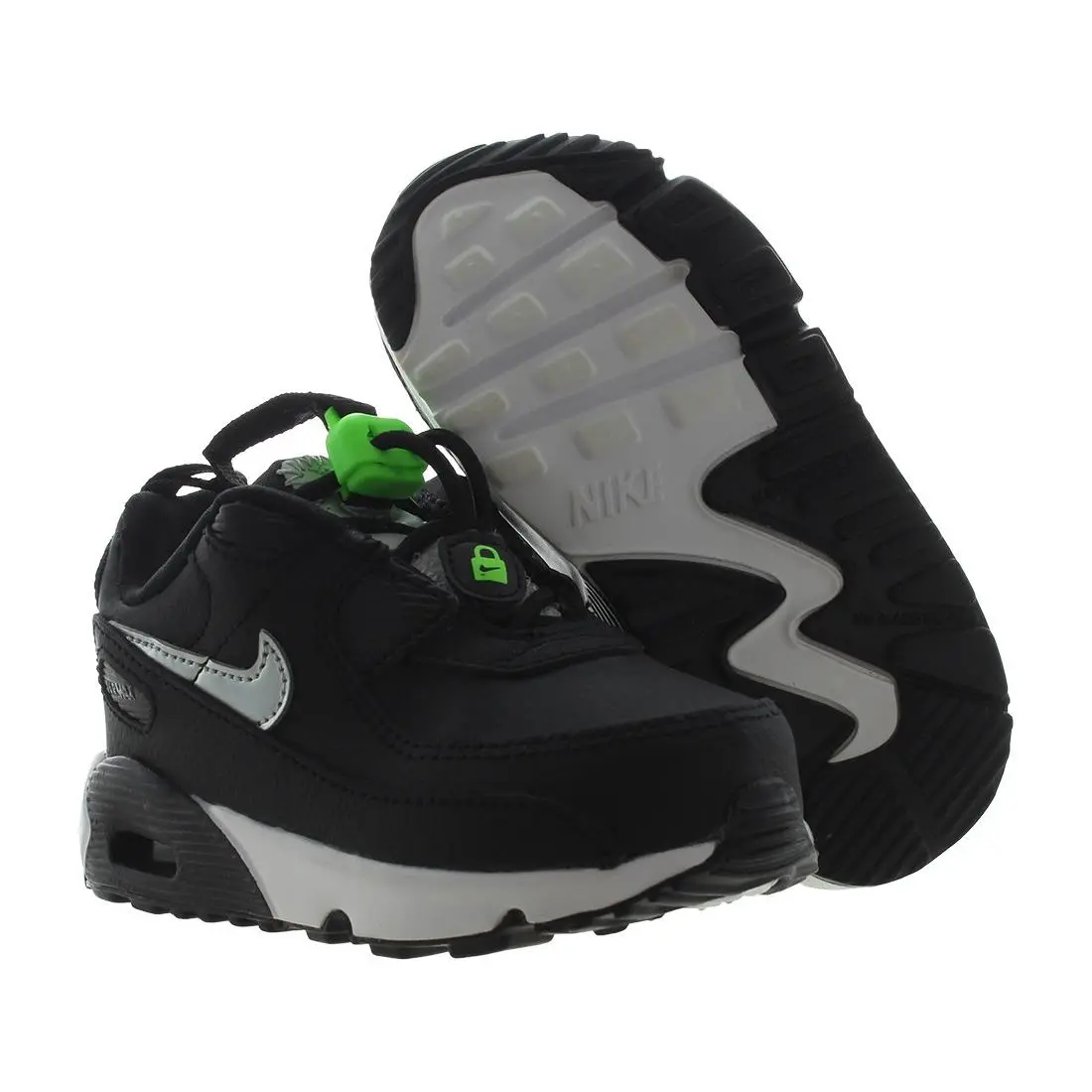 Nike Air Max 90 Toggle Infant/toddler Shoes Size 6 Color: Black/chrome/green