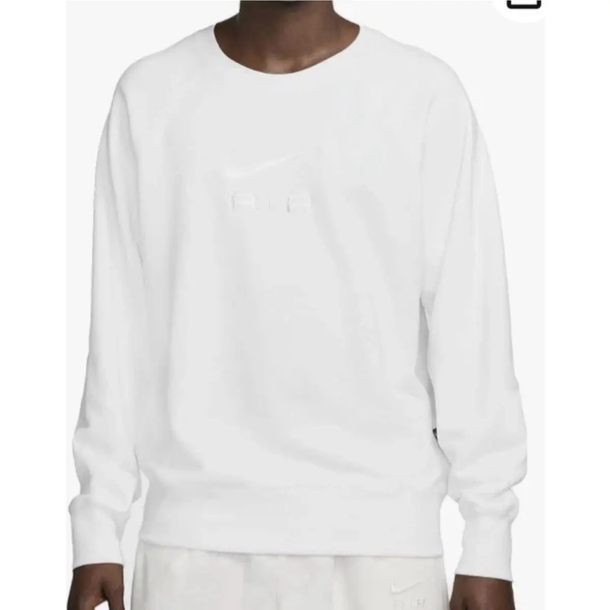 Nike Air Sweatshirt Mens Large French Terry Crewneck White Logo DV9829-100