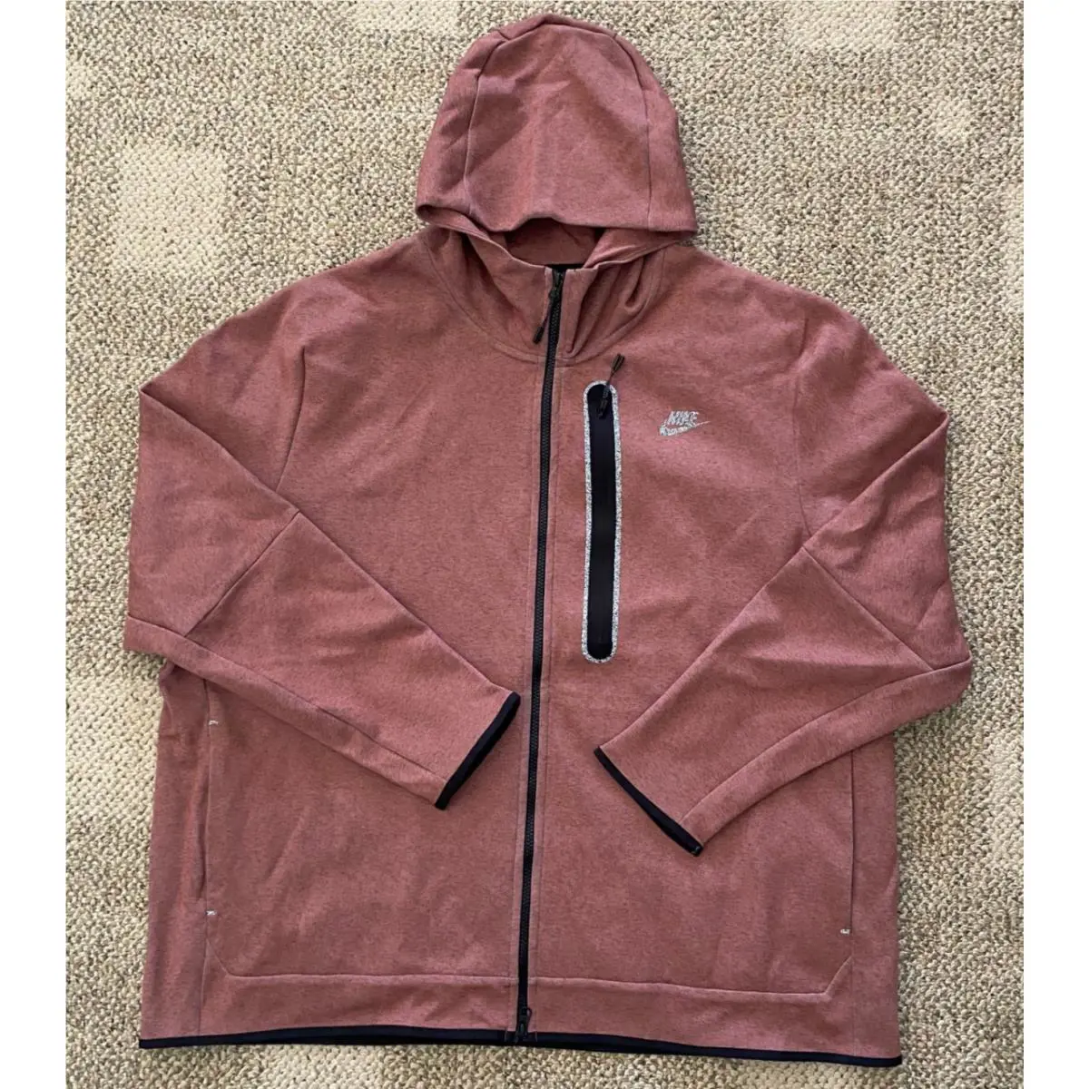 Nike Full Zip Hoodie Sweatshirt Jacket Tech Fleece DR9150-670 Redstone Men`s 3XL