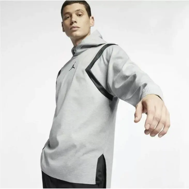 Air Jordan Nike Mens Game Shoe Hoodie Sweatshirt Carbon Heather AJ1124 Large