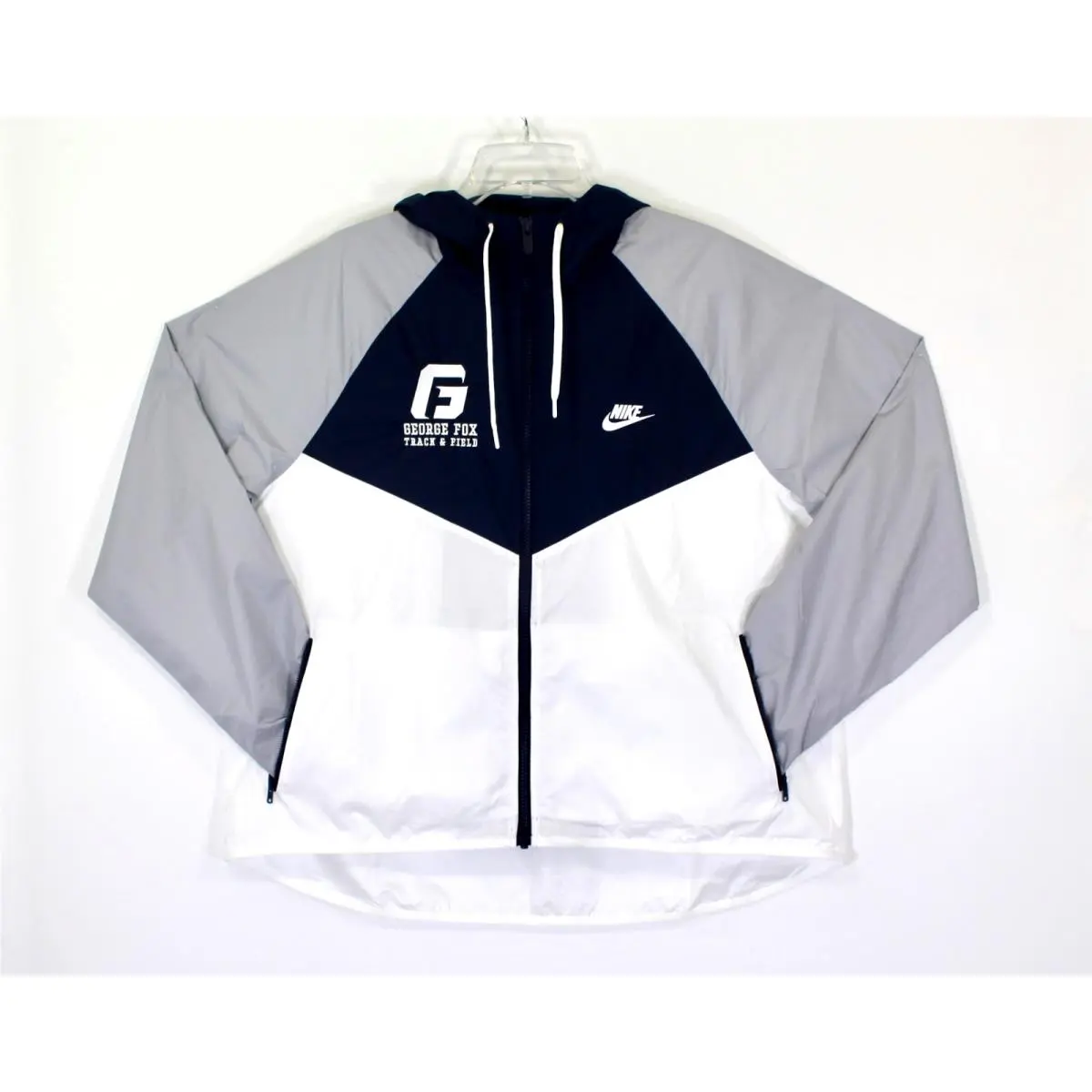 Nike Womens XL Windrunner Jacket Blue White Colorblock Hooded Full Zip