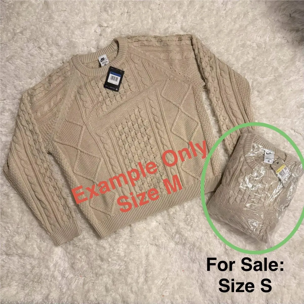 In Bag 2015 Nike Woven Sweater Size S Tan Beige