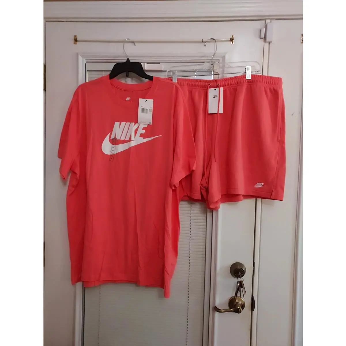 Nike Size Xxl Orange Sportswear Club 2 Piece Knit Short Set