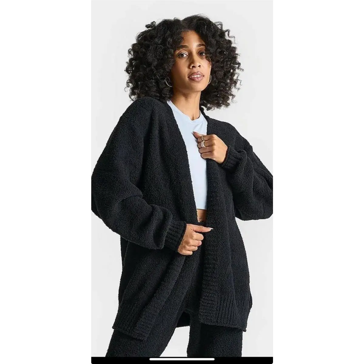 Nike Phoenix Cozy Knit Allover Print Womens Cardigan FZ1711 010 Black S 160