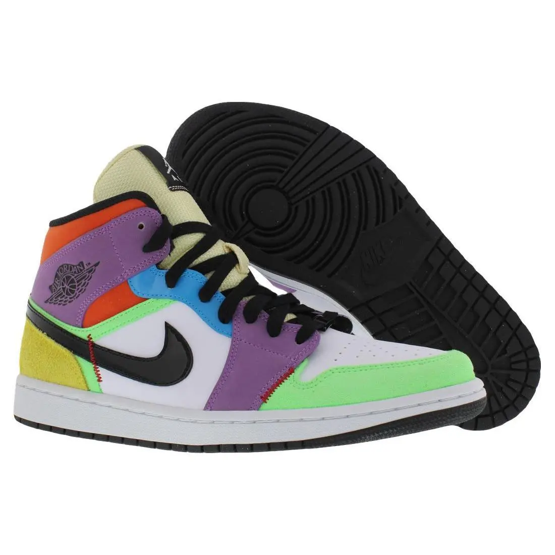 Nike Air Jordan 1 Mid SE Womens Shoes Size 11 Color: White/black/lightbulb
