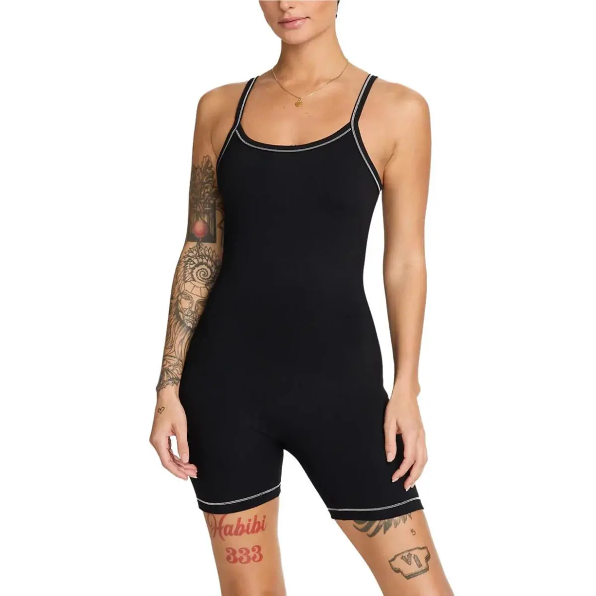 Nike L26737 Women`s Black One Dri-fit Cami Short Bodysuit Size XL
