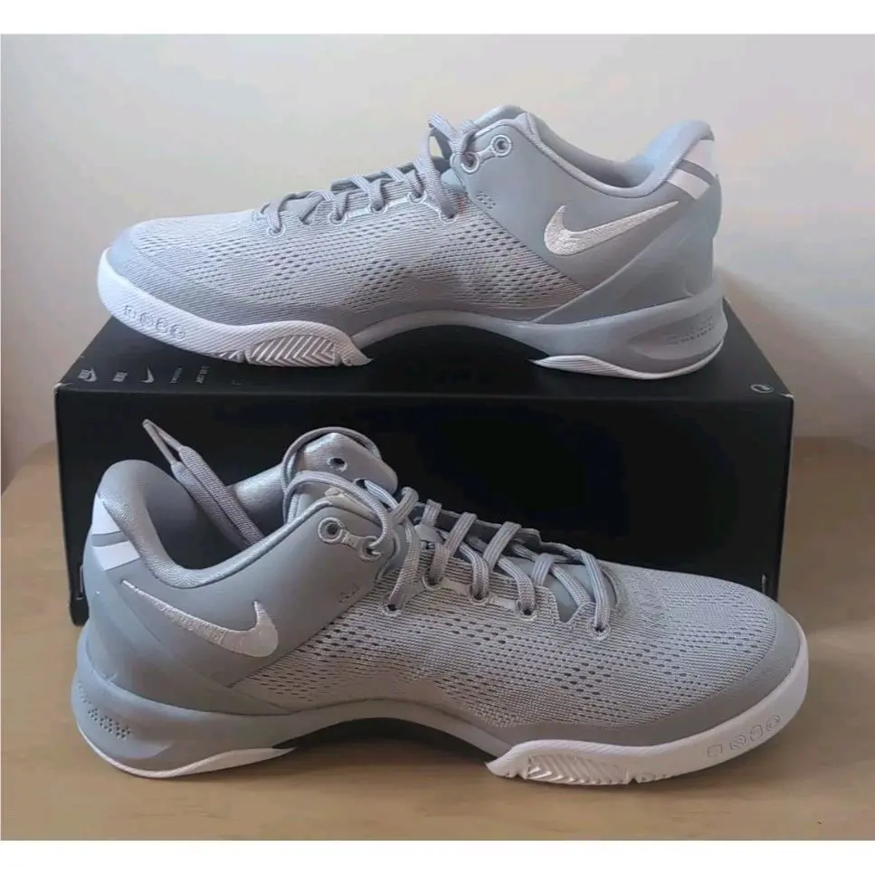 Nike Kobe Viii 8 Gray White Boys Grade School FN0266-003 Youth Size 6.5 Y No Lid