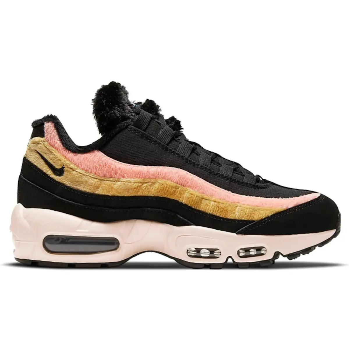 Size 10W Nike Air Max 95 Black Fur Women`s