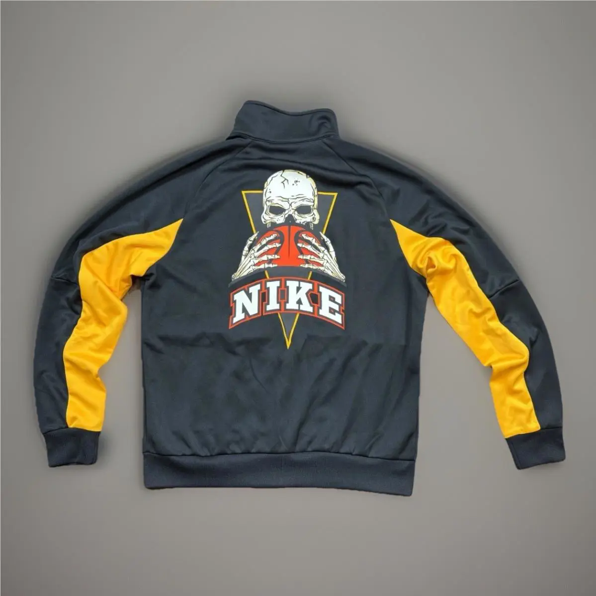 Nike Mens Basketball Full Zip Track Jacket Black Orange Yellow Skull Size Large
