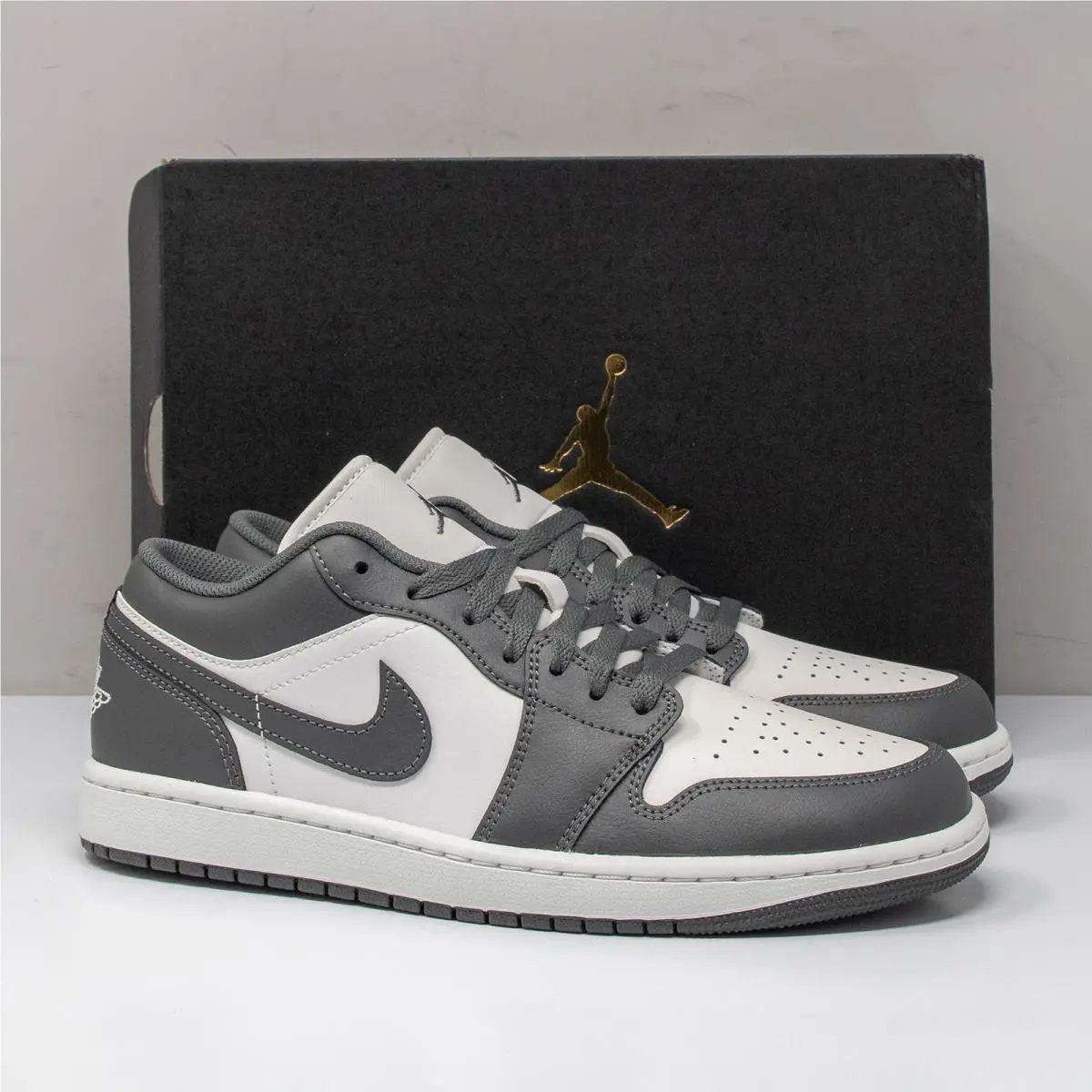 Nike Air Jordan 1 Low Sneaker Men`s 9.5 Iron Grey / Summit White 553558-044