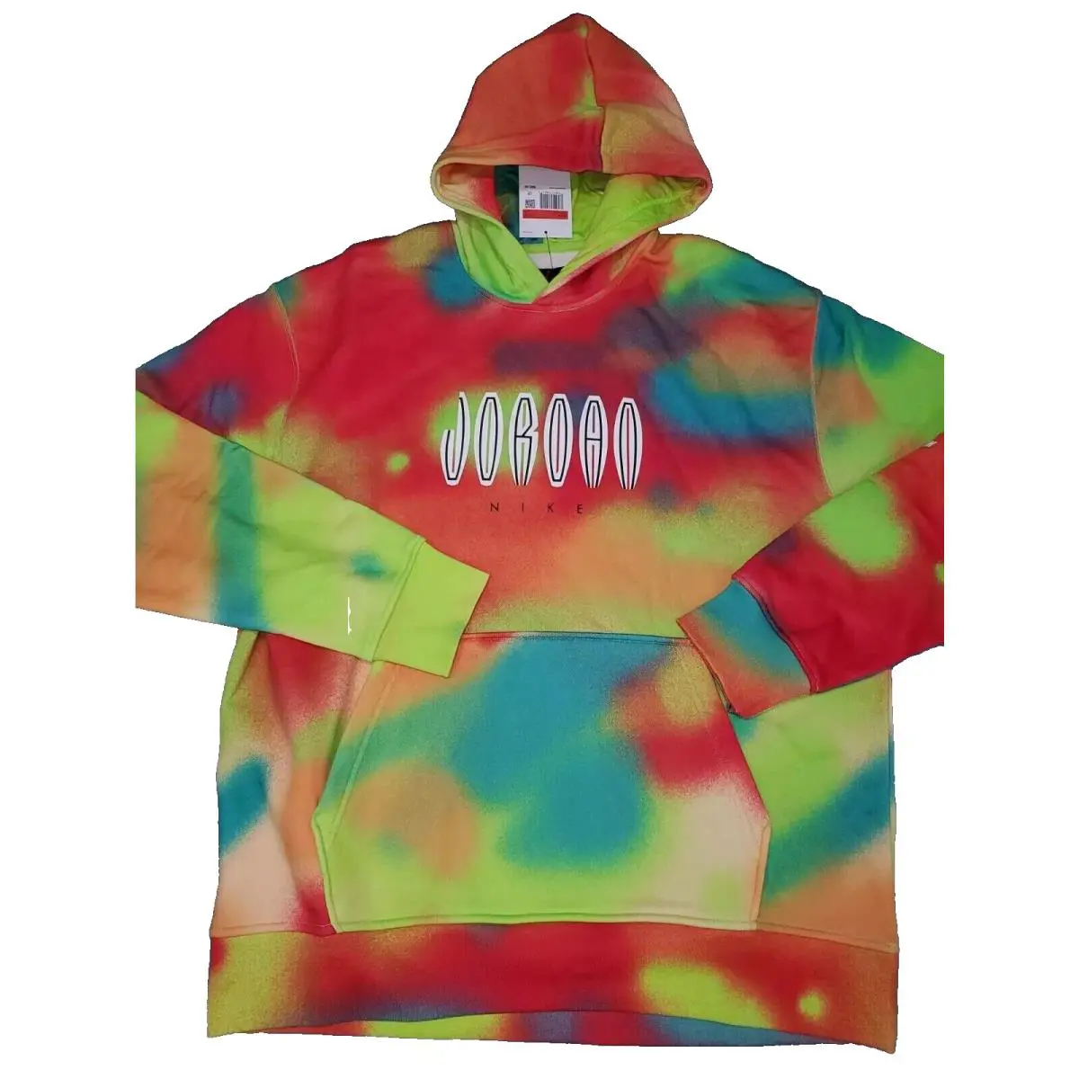 Nike Jordan Flight Mvp Fleece Tie-dye Hoodie Psychedelic Men`s 2XL - Multicolor
