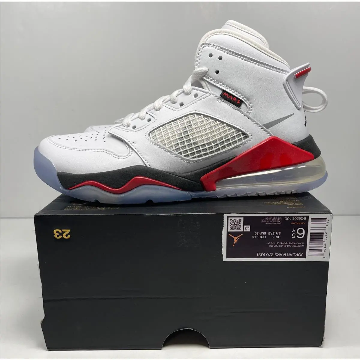 Nike Jordan Mars 270 GS `white Fire Red` BQ6508 100 Size 6.5Y