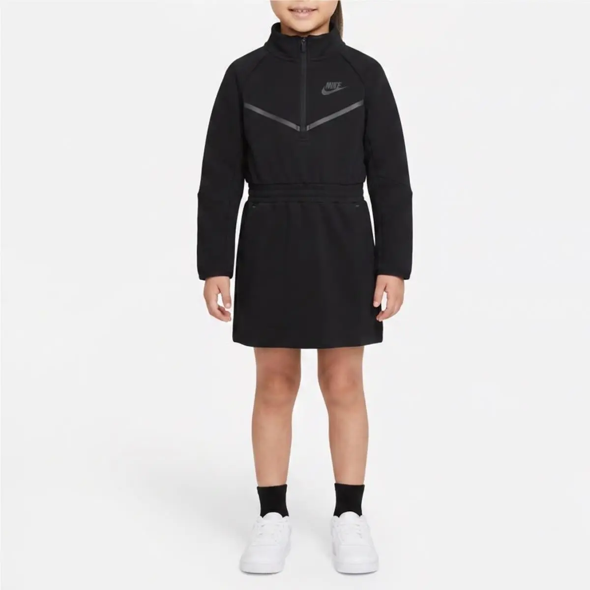 Nike Girls Tech Fleece Quarter Zip Dress Black Size 6X