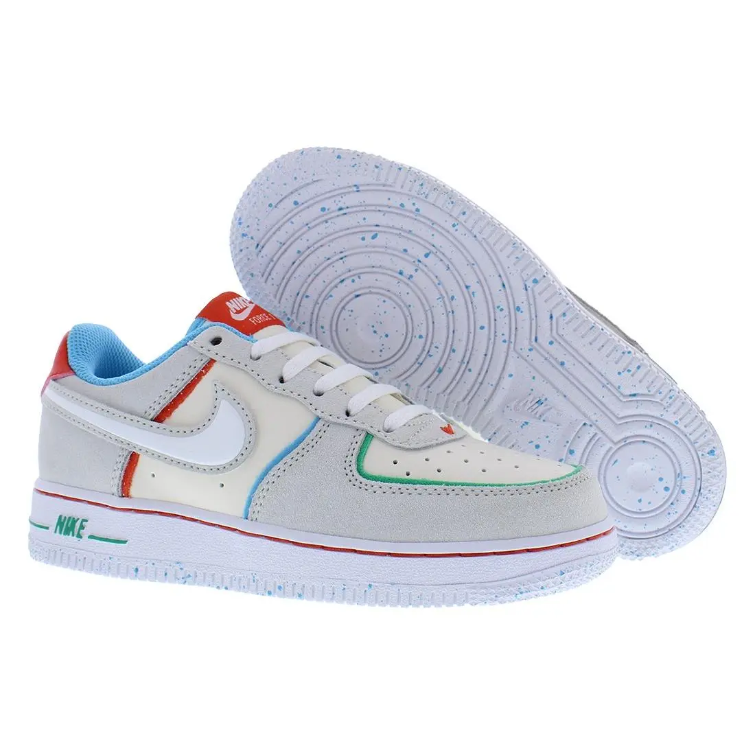 Nike Force 1 Lv8 2 BP GS Boys Shoes Size 3 Color: Pale Ivory/white/picante Red