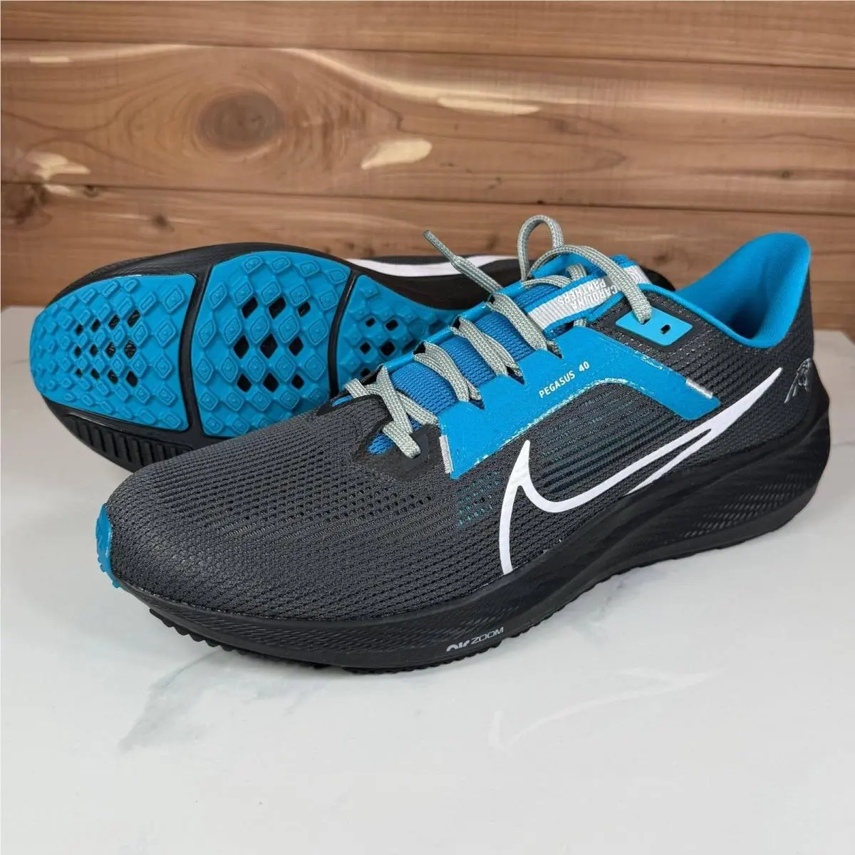 Nike Air Zoom Pegasus 40 Carolina Panthers Nfl Grey Blue DZ6010-001 Mens 14