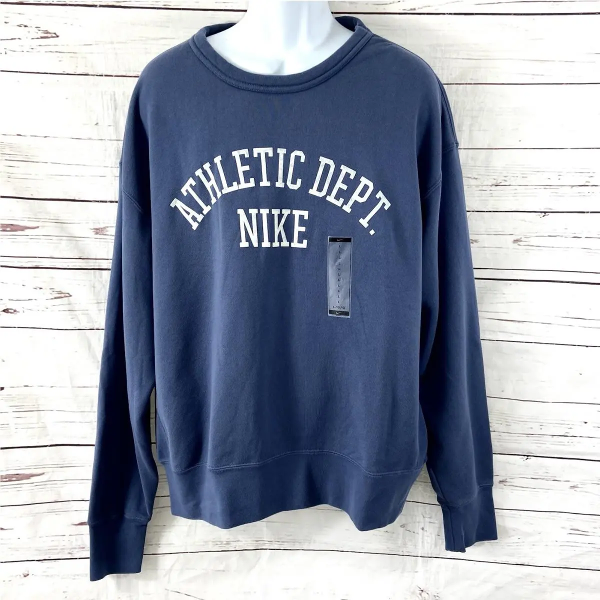 Nike Men`s Sportswear Trend Fleece Crew Diffused Blue Size Large DX0025-491