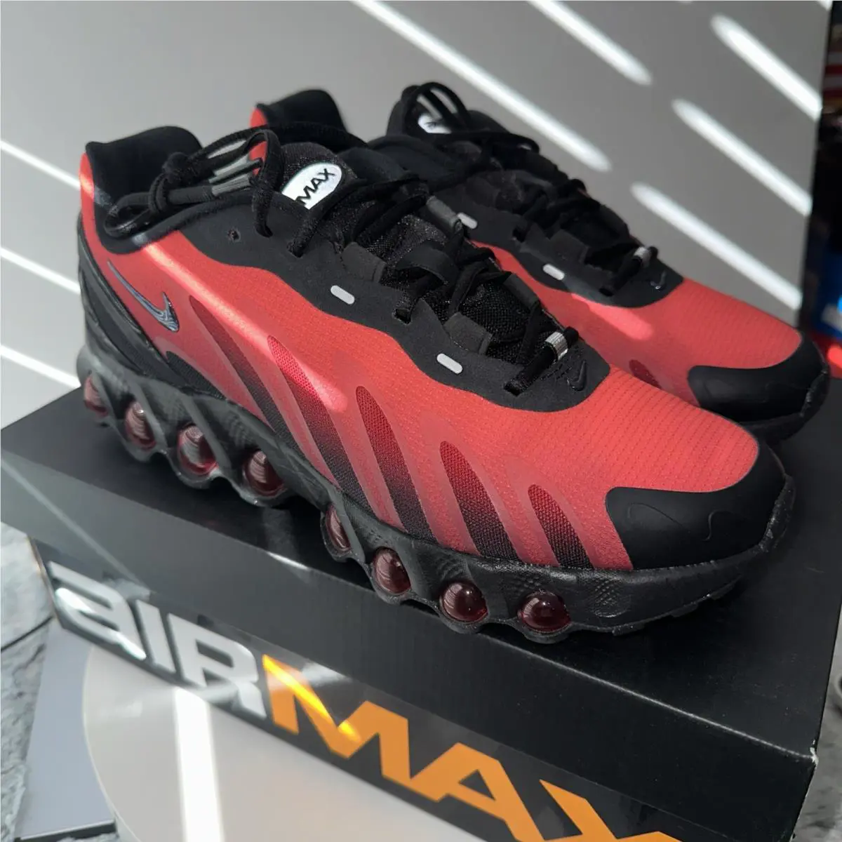 Nike Mens` Air Max DN8- Black/gym Red/bright Crimson/black Size 8.5 Tried On