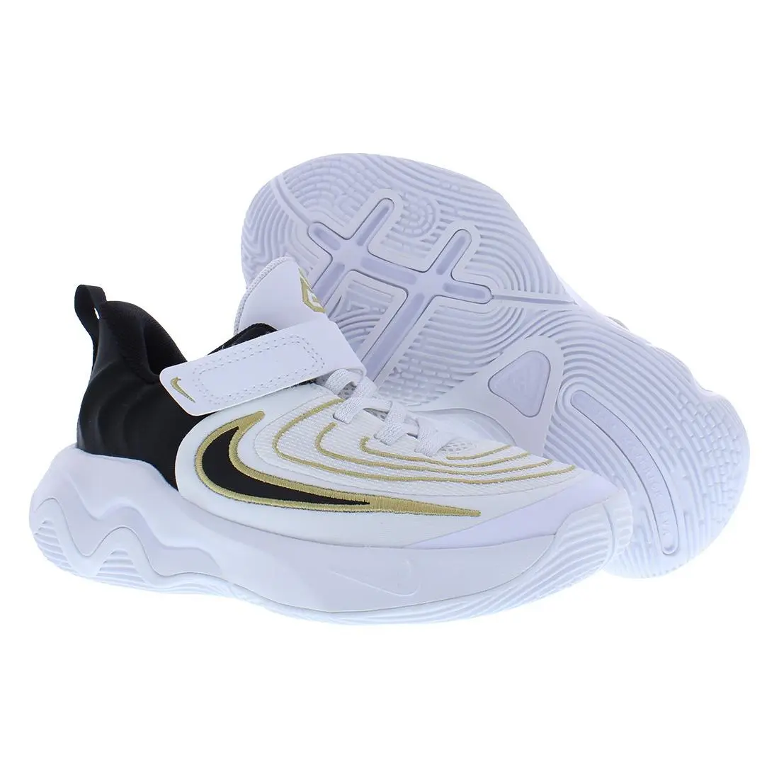 Nike Giannis Immortality 4 PS Boys Shoes Size 11 Color: White/black/metallic - White/Black/Metallic Gold, Main: White