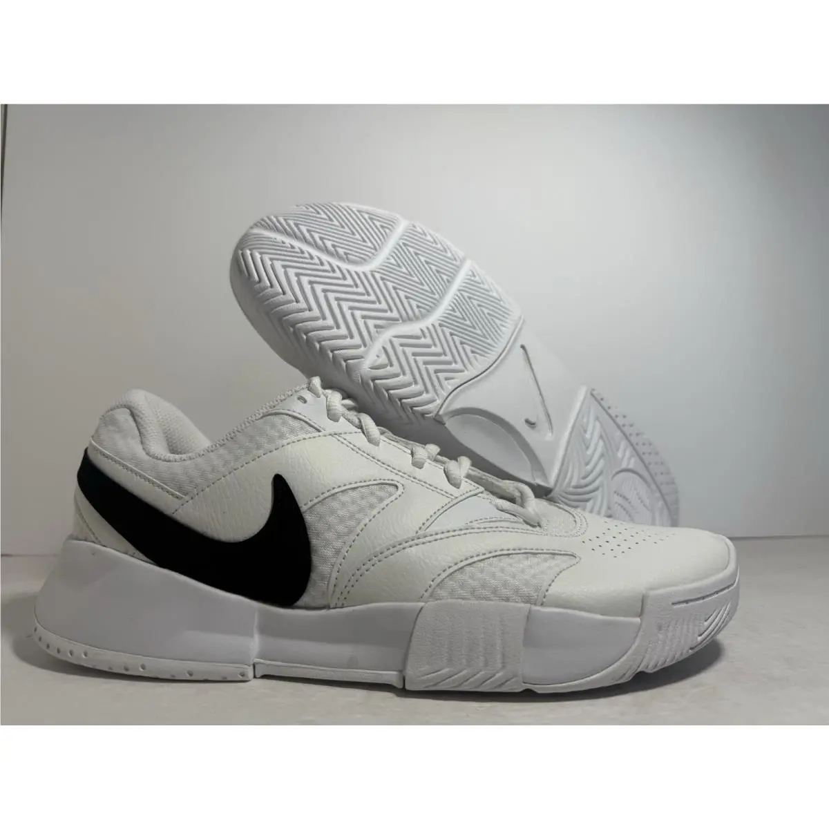 Nike Court Lite 4 Women`s Size 10.5 White Black Leather Tennis Shoes FD6575 100