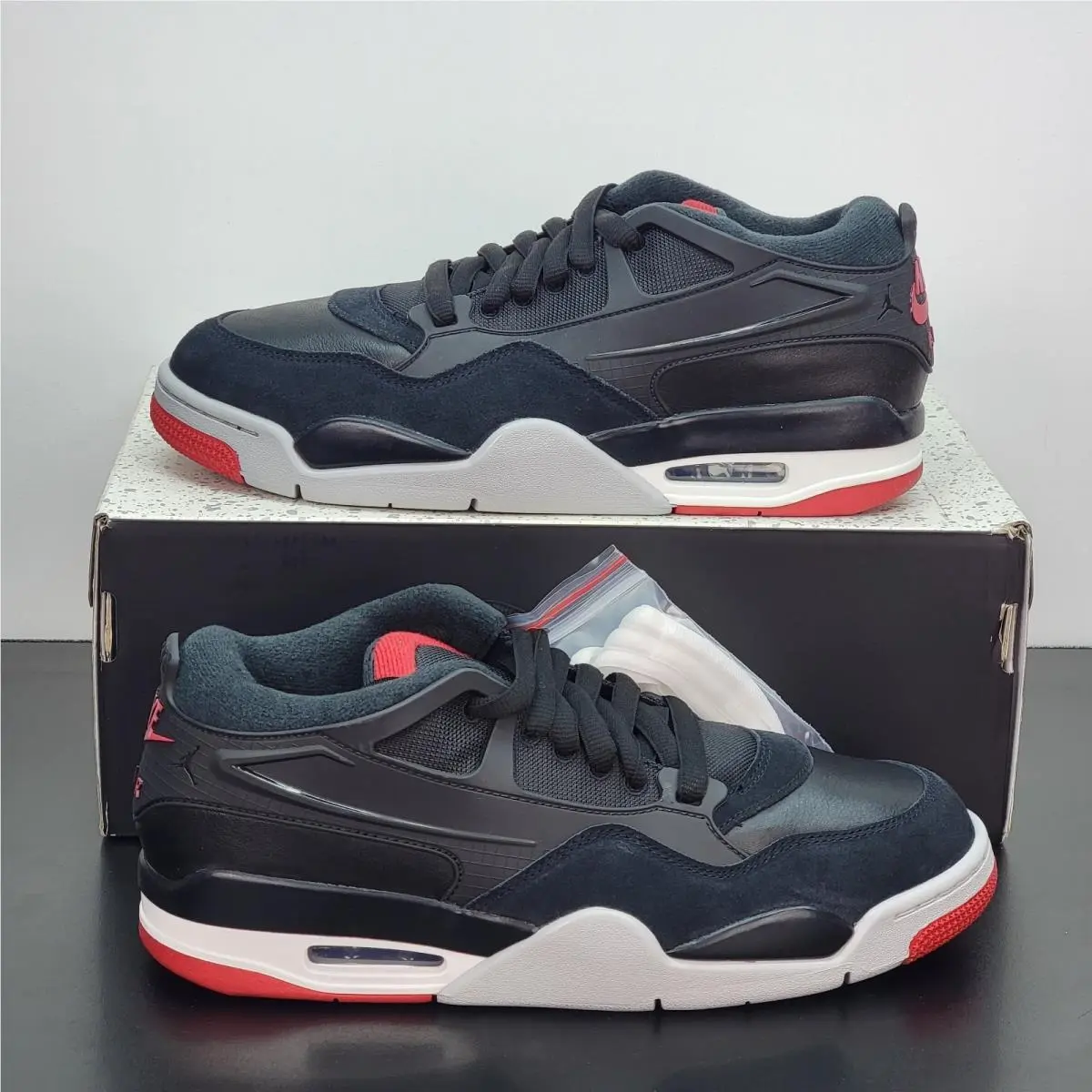 Air Jordan 4 RM Men`s Size 13 Athletic Shoes Black Red Footwear Sneakers