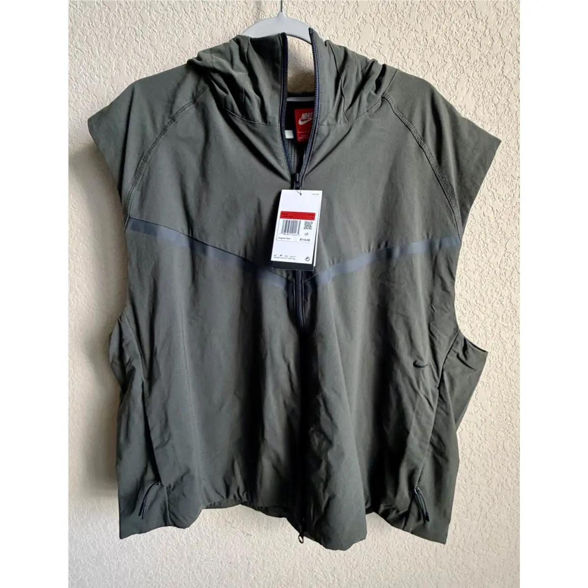 Nike Tech Dri-fit Woven Hoodie Windrunner Gilet Sequoia HV0982-355 Men`s Large