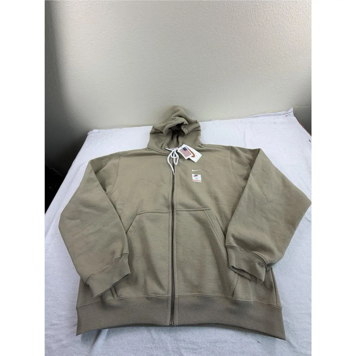 Nike Made In Usa Full Zip Hoodie Mens Sz Med Khaki Brown DH5042-247