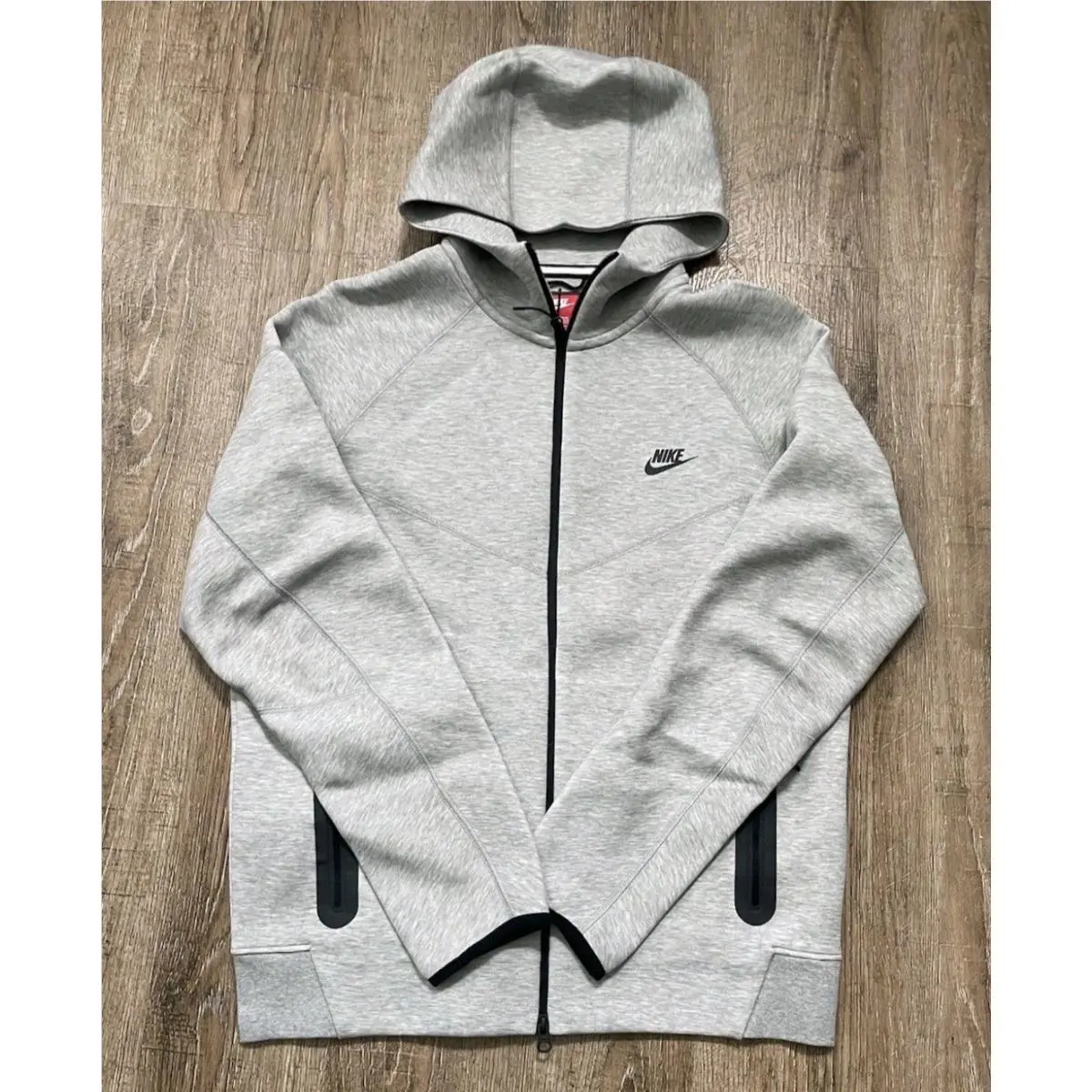 Nike Men`s Tech Fleece Full Zip Hoodie Gray Black Size Large FB7921-063