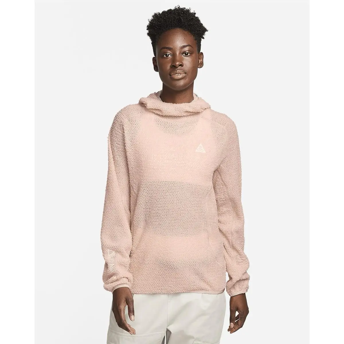 Nike Acg Wolf Lichen Polartec Fleece Hoodie Women’s Size L Pink DV9513-601