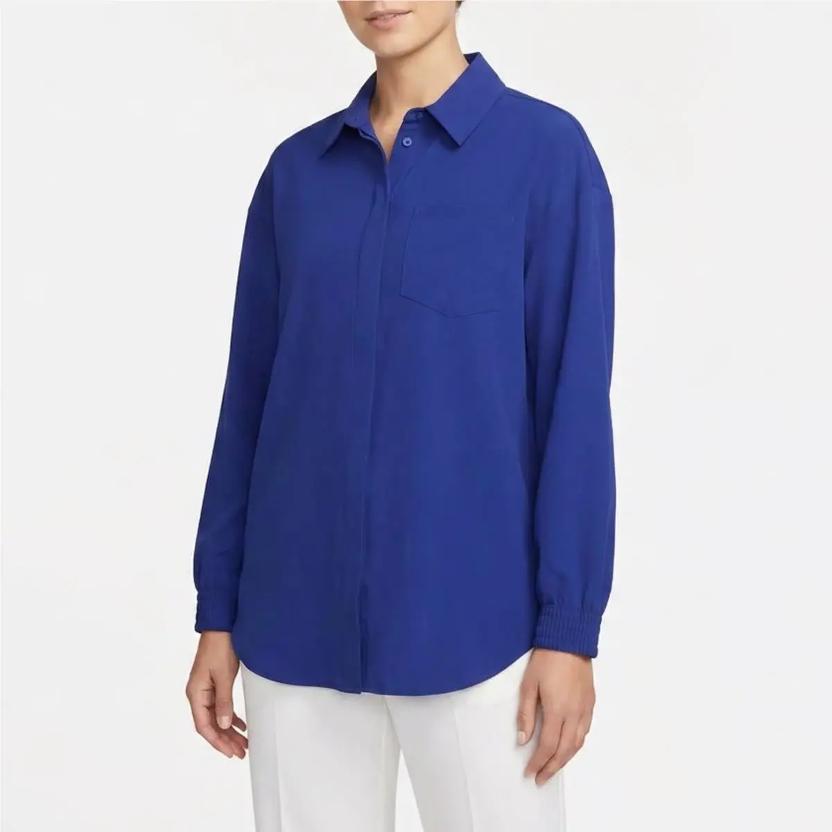 24.7 Dri-fit Womens Royal Blue Long Sleeve Snap Button Top XS by Nike