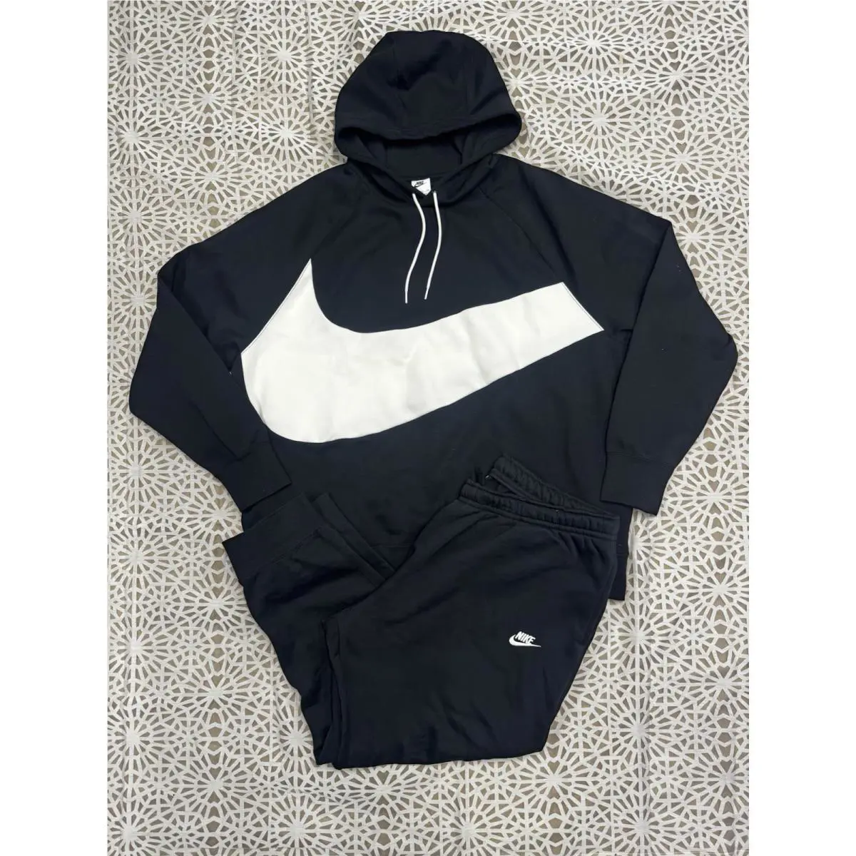 Nike Sportswear Big Swoosh Tech Fleece Pullover Hoodie and Sweats Black 3XL