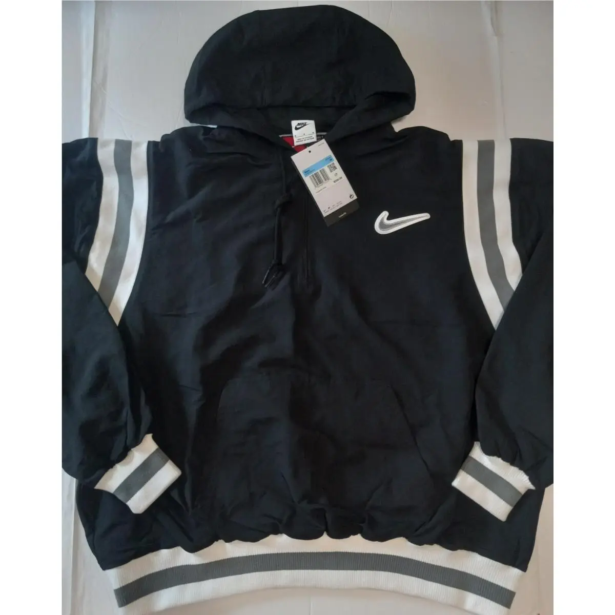 Men`s Nike Authentics Woven Lined 1/2-Zip Hoodie FD5918-010 Men`s Size M