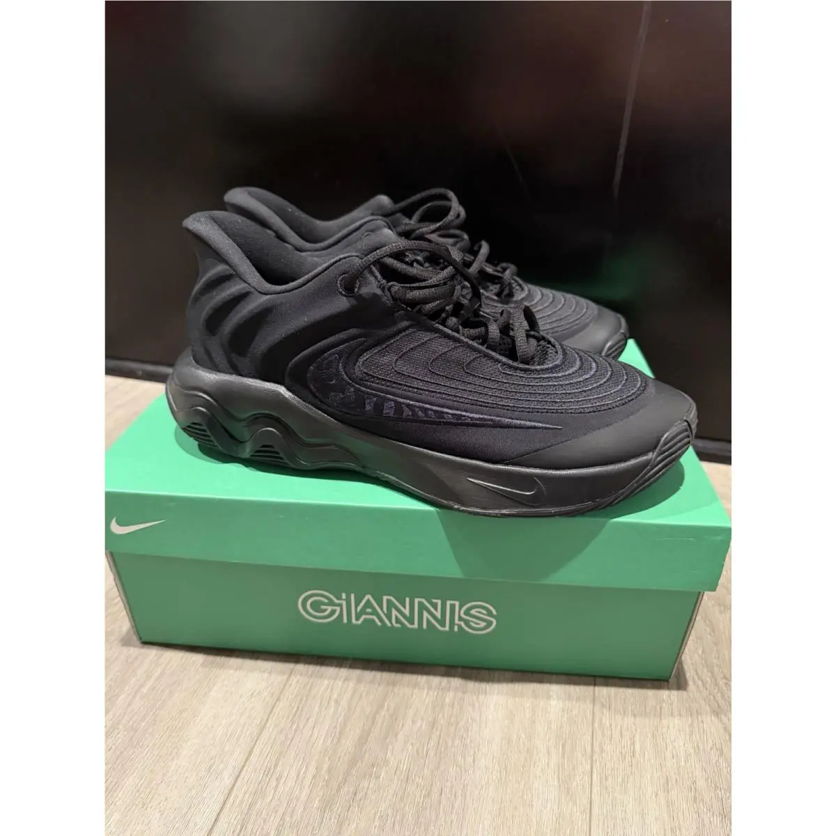 Mens Nike Giannis Immortality 4 Triple Black FQ3680 003 Size 8.5