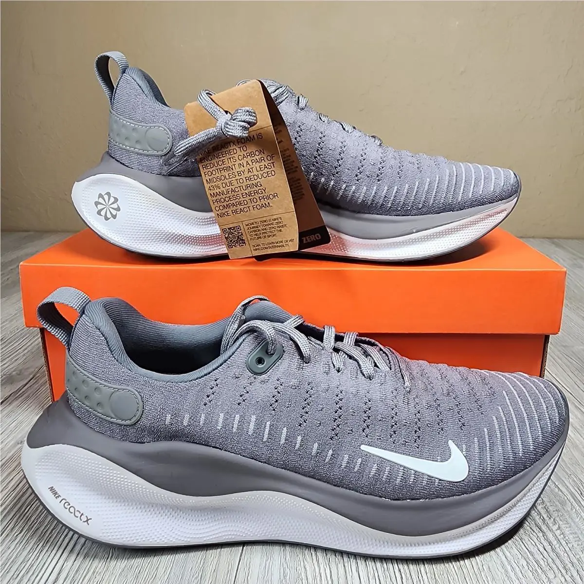 Nike Reactx Infinity Run Flyknit 4 Cool Grey Mens Size 9 FJ1221-008