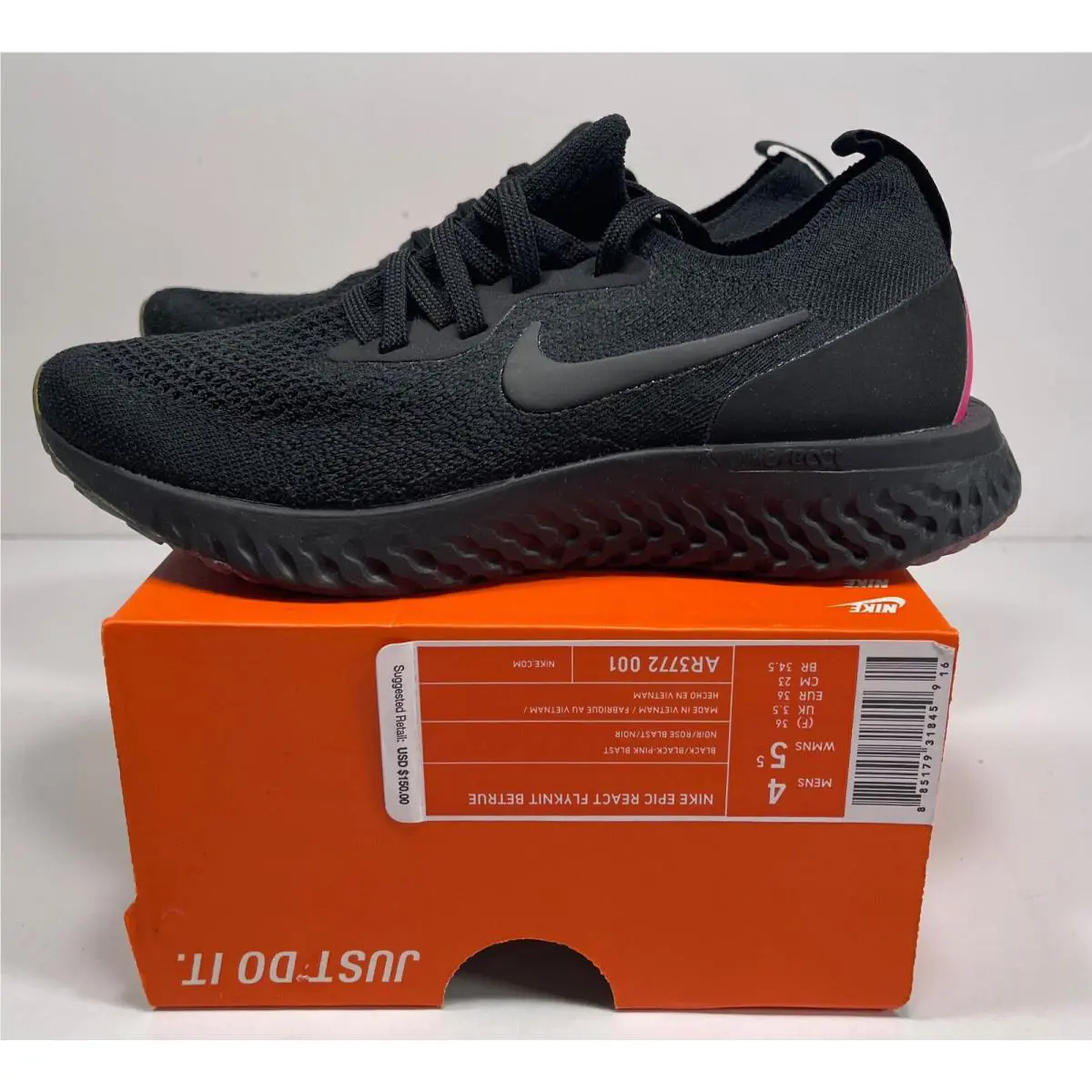 Nike Inisex Epic React Flyknit `be True` AR3772 001 Men 4 Women 5.5
