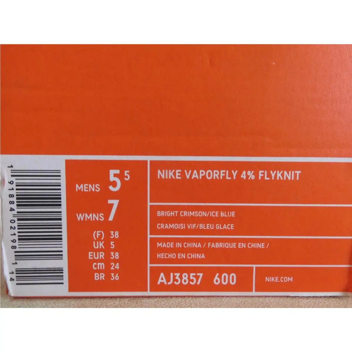 Nike shoes - Nike Vaporfly 4% Flyknit - Vaporfly Flyknit - AJ3857-600 - Red (UPC: 191884021981) 6