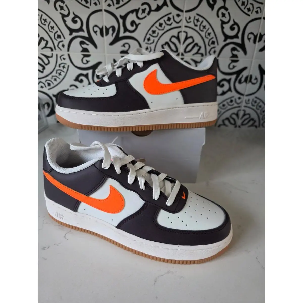 Nike Air Force 1 GS Size 6 Youth Big Kids` Shoes Summit White Total Orange