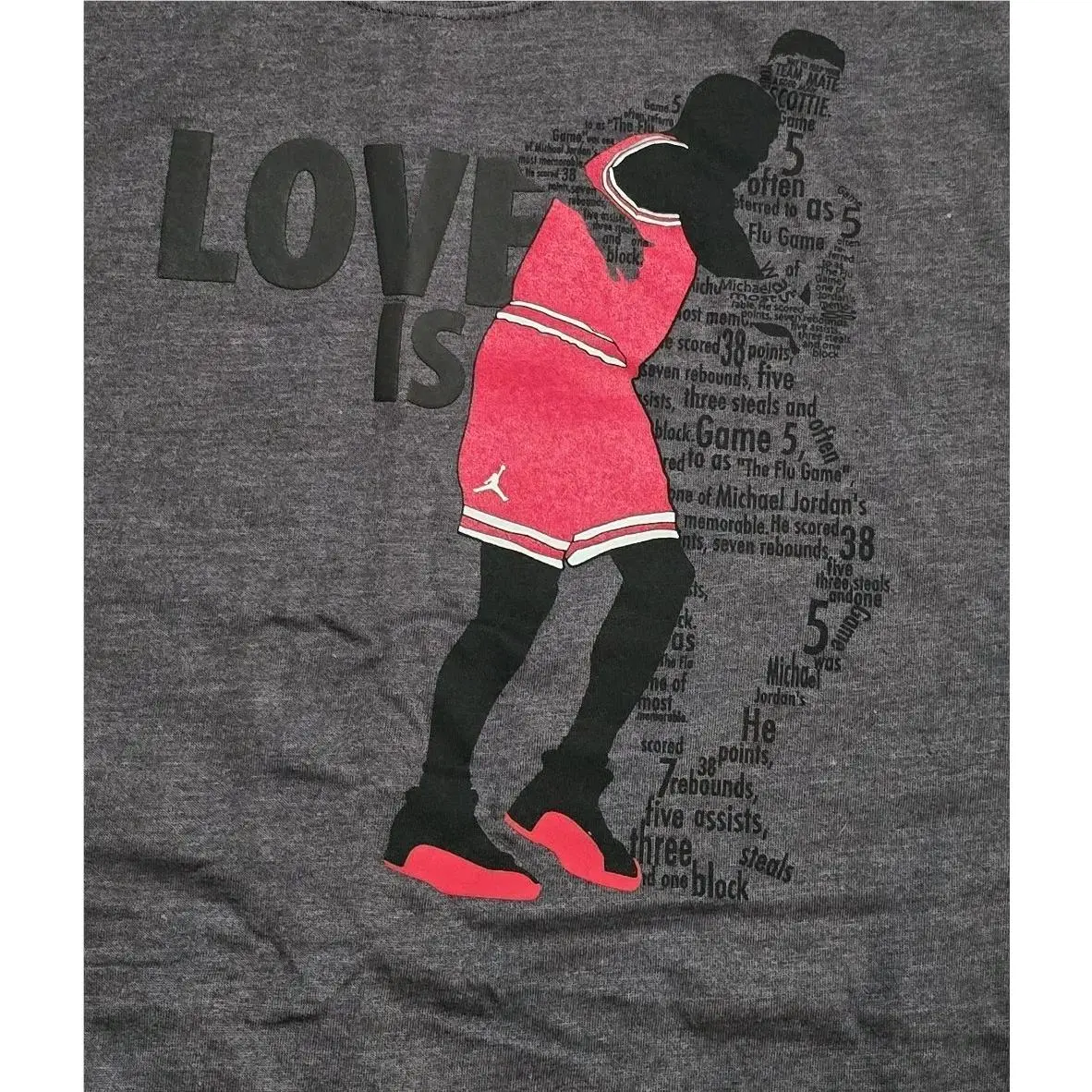 Y2k Nike Air Jordan Michael Jordan Flu Game Love IS Gray T Shirt 3XL Graphic DS