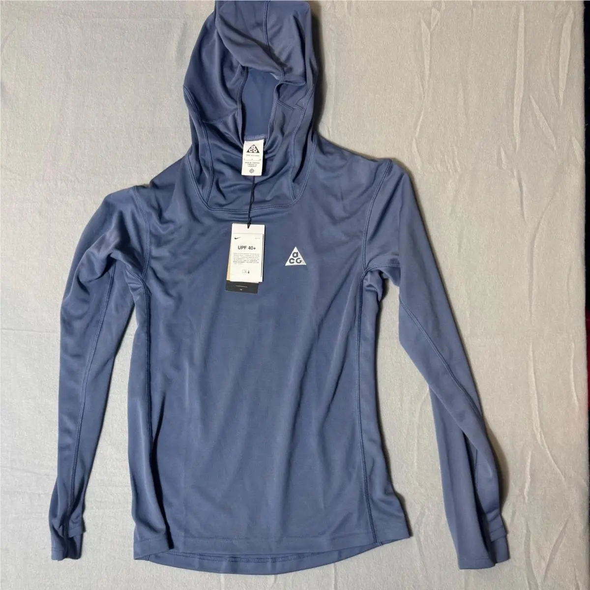Nike Acg Dri-fit Adv Long Sleeve Hoodie Men`s Size Small Blue Upf 40+