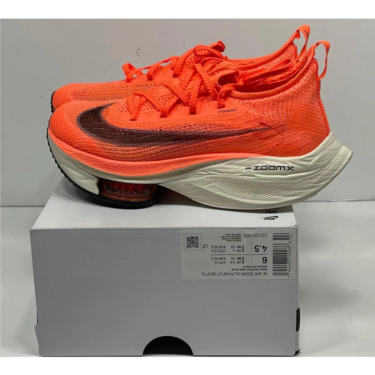 Nike Air Zoom Alphafly Next% Zoomx Bright Mango CZ1514-800 W-6 M-4.5