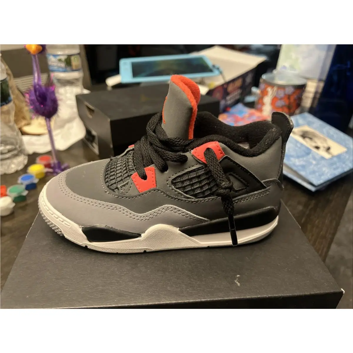 Nike Air Jordan 4 Retro TD Infrared Grey BQ7670-061 Toddler Size 10C DS