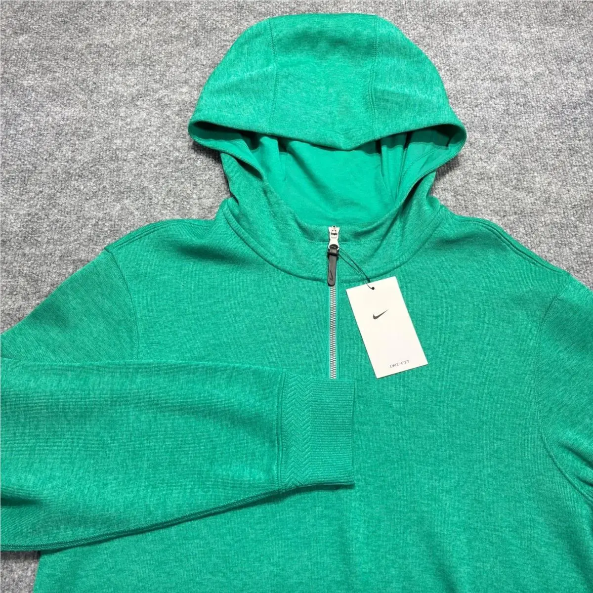 Nike Dri-fit Quarter Zip Hoodie Mens Small Green Pullover Athletic Sports