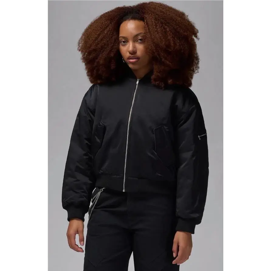 Nike Women`s Jordan Flight Renegade Bomber Jacket Sz. M FV7107-010 Bkack
