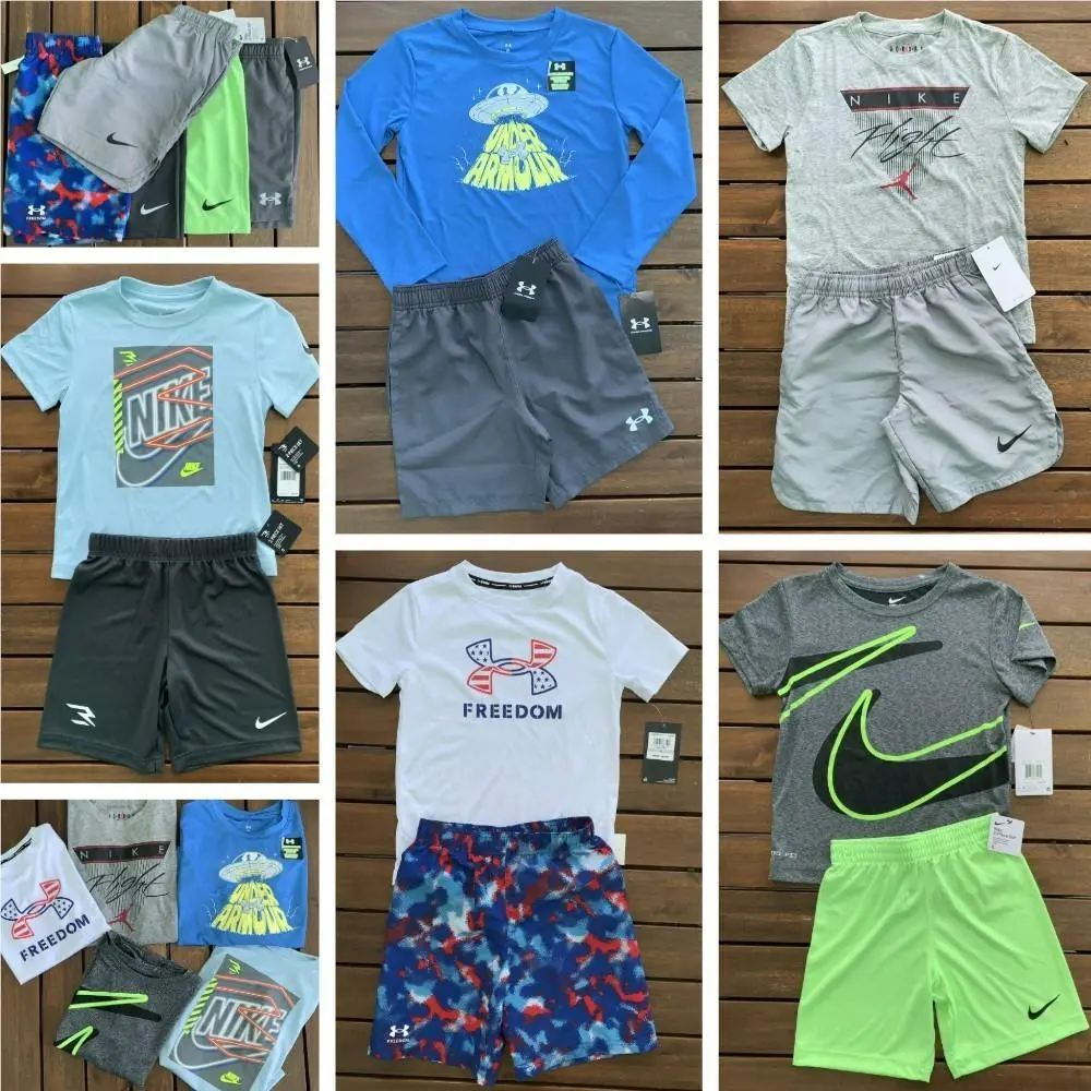 Nike Under Armour Boys 6 Lot Athletic Sports Sets Outfits 10pc Swim Shorts