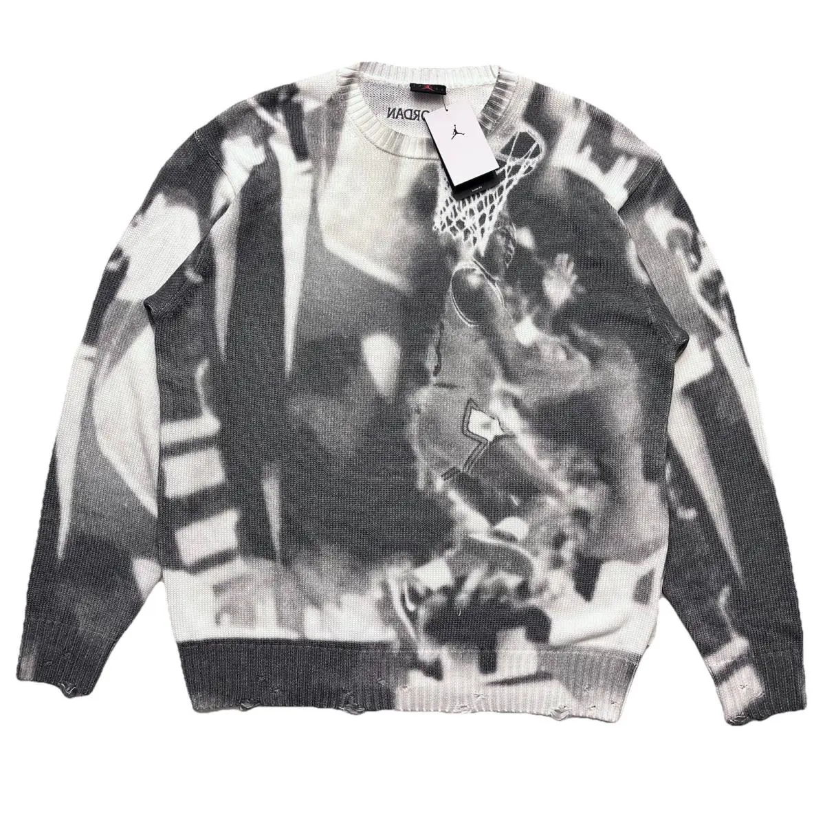 Air Jordan Aop Knitted Sweater HQ1635-133 White/grey Men’s Large L