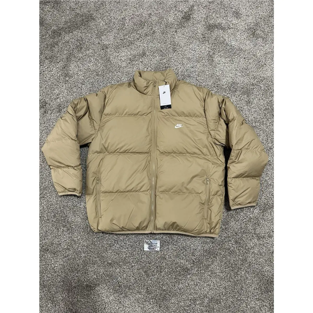 Nike Therma Fit Sportswear Club Puffer Jacket Coat Down Fill Beige Men Large