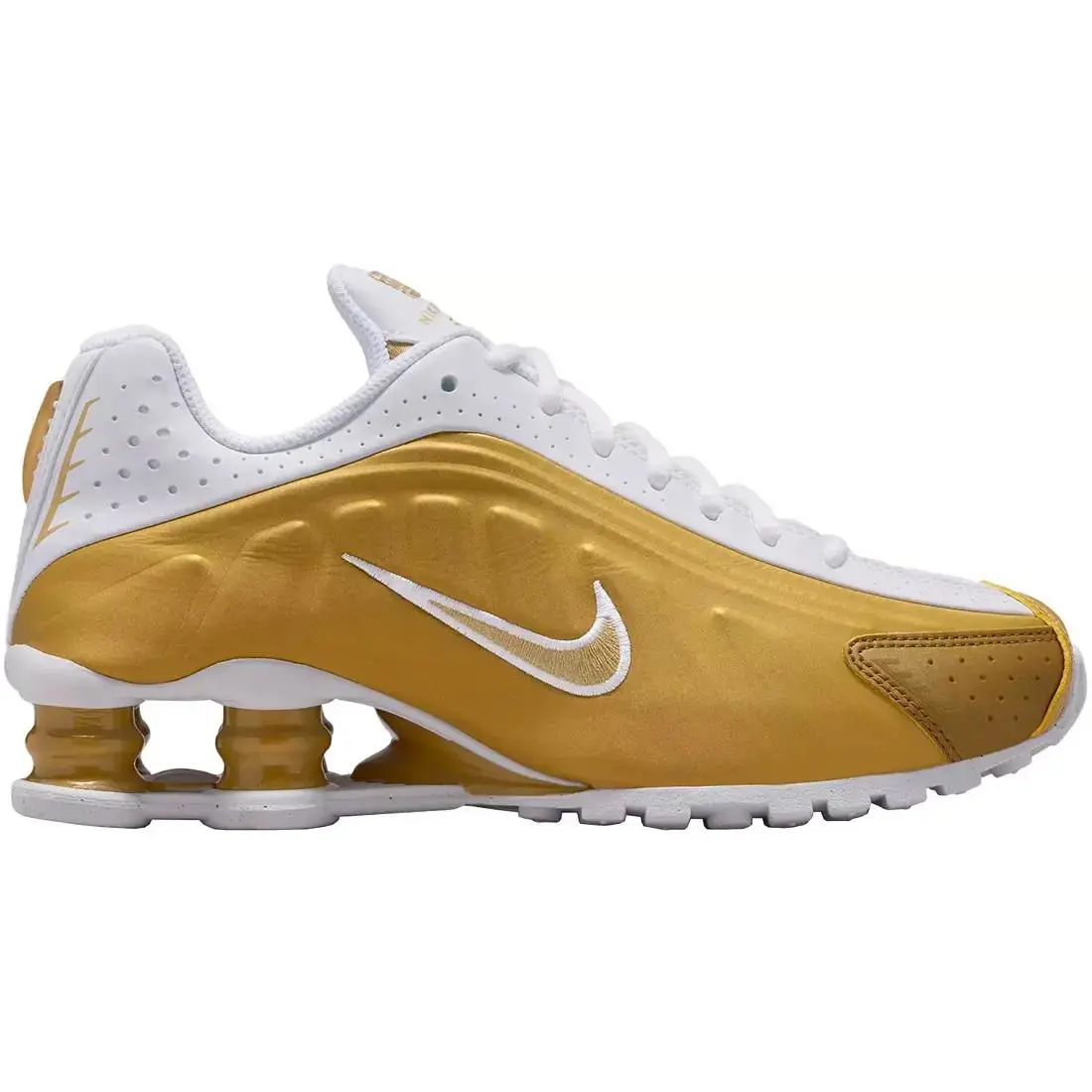 Nike Youth Shox R4 White Gold CW2626-700 GS Size 7Y Casual Classic Sneakers